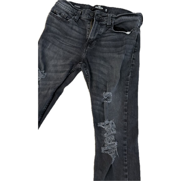 Hollister Slim Straight Epic Flex Distressed Ripped Black Wash Jeans 29/30 - Picture 3 of 10